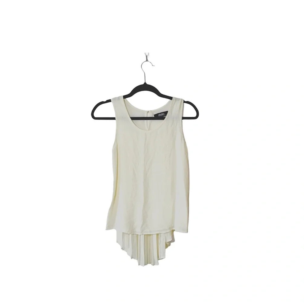 Lulus Pleated Back Tank Top Solid Cream Lined Blouse Summer Medium Women’s